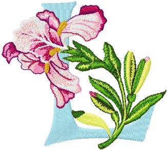 Iris Letter L machine embroidery design