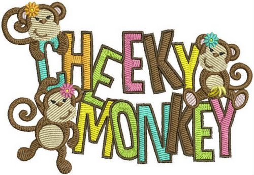 Cheeky monkey machine embroidery design