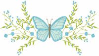 Butterfly with spring branch embroidery design