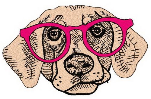 Hipster dog 4 machine embroidery design
