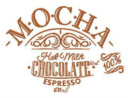 Mocha recipe machine embroidery design