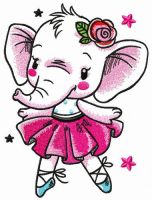 White elephant dances embroidery design
