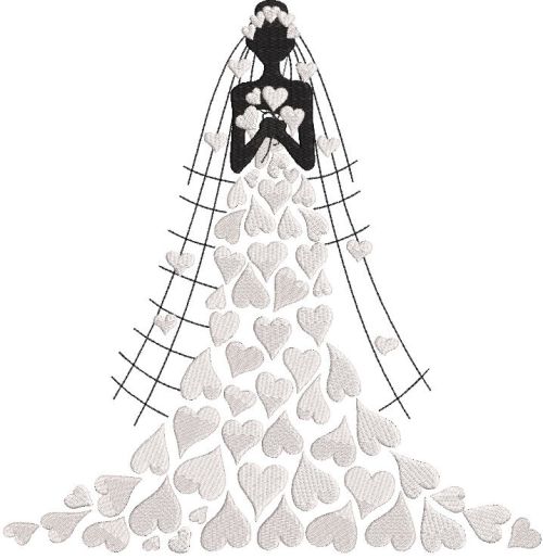 Bride dress of hearts embroidery design