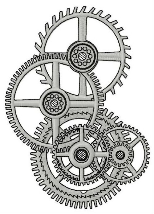 Gears machine embroidery design