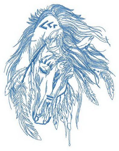 Indian's horse sleeping machine embroidery design
