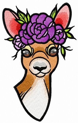 Deer's summer time machine embroidery design