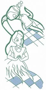Alice catching bottle embroidery design