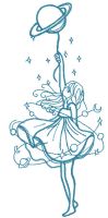 Girl and planet free embroidery design