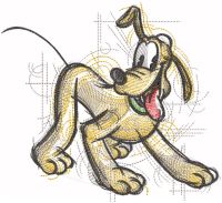 Playing Pluto sketch embroidery design