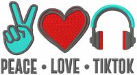 Peace love tiktok embroidery design