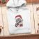 folded pullover hoodie Bulldog in santa hat with bells embroidery design