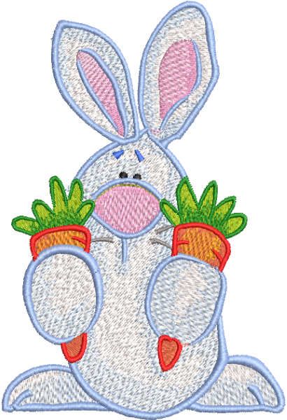 Bunny with two carrots embroidery design