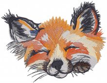 Sleeping fox muzzle embroidery design