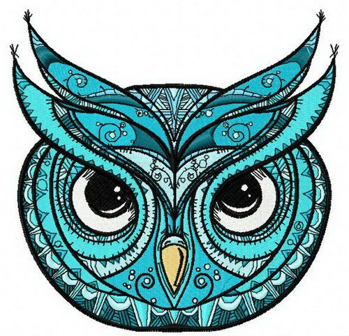 Serious owl machine embroidery design