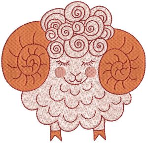 Sweet ram embroidery design