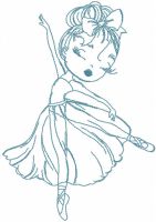 Ballerina dancer one color embroidery design