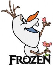 Olaf with flower 2 embroidery design
