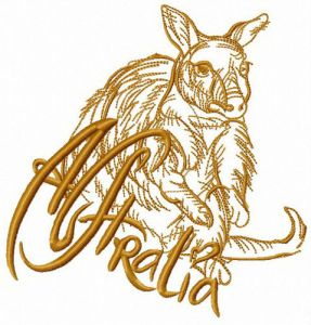 Kangaroo sketch embroidery design