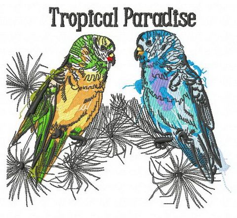 Tropical paradise machine embroidery design