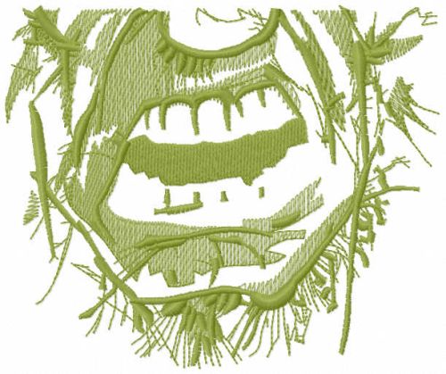 Incredible hulk face mask one colored embroidery design