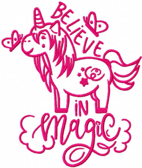 Unicorn believe in magic embroidery design