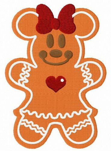 Gingerbread Minnie Mouse machine embroidery design