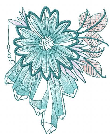 green blue pink flower embroidery design