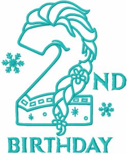 Frozen second birthday one colored embroidery design