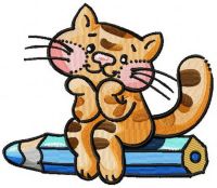 Dreamy kitten embroidery design