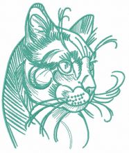 Home cat sketch embroidery design