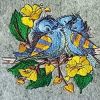 Shopping bag with loving birds embroidery