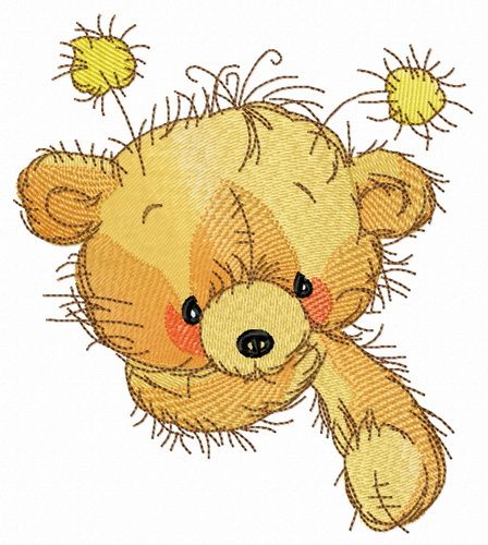 Cute teddy bear with horns machine embroidery design