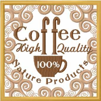 Coffee shop label machine embroidery design