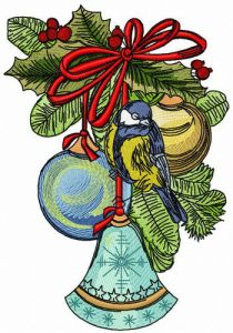 Christmas bell and tit embroidery design