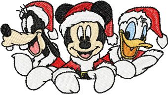 Mickey Mouse, Pluto and Donald Duck machine embroidery design