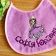 Embroidered cute pink baby bib with princess Sofia the First