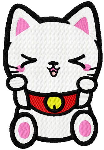 Maneki Neko cute machine embroidery design