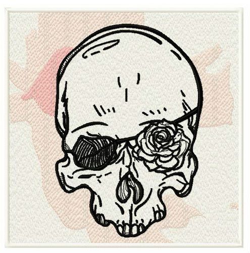 Romantic skull machine embroidery design