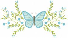 Butterfly with spring branch embroidery design