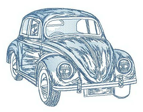 Volkswagen Bug sketch machine embroidery design