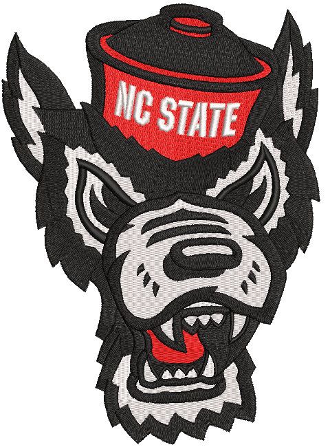 North Carolina angry wolf logo embroidery design
