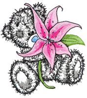 Tatty Teddy with lily applique embroidery design