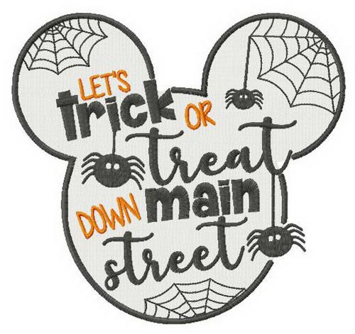 Let's trick or treat down main street machine embroidery design