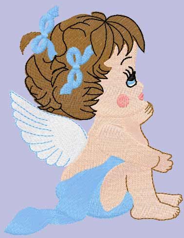 Dreaming baby angel free embroidery design