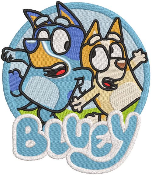 Badge Bluey and Bingo embroidery design