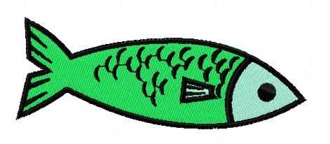 Green fish machine embroidery design