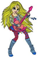 Blonde rock star embroidery design