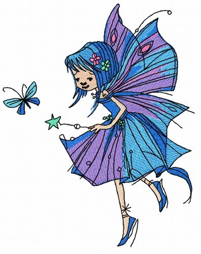 Night fairy machine embroidery design