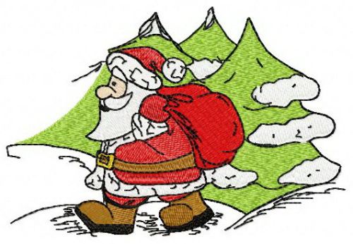 Santa in the forest machine embroidery design