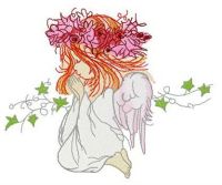 Charming young girl embroidery design